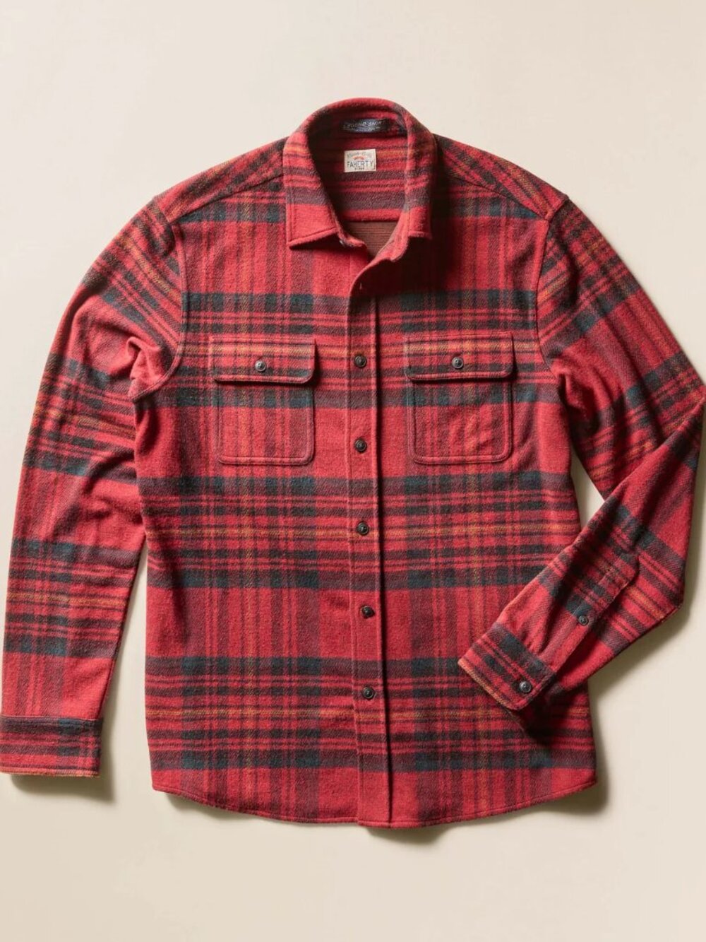 Faherty Legend Sweater Shirt Red Cedar Plaid Men's Size S / M  NWT $178 Fall